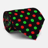 Schwarzes Rot Grün Polka Punkte Design Krawatte (Gerollt)
