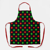 Schwarzes Rot Grün Polka Punkte Design Schürze (Vorderseite)