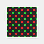 Schwarzes Rot Grün Polka Punkte Design Serviette (Vorderseite)