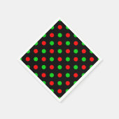 Schwarzes Rot Grün Polka Punkte Design Serviette (Ecke)