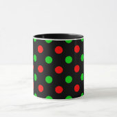 Schwarzes Rot Grün Polka Punkte Design Tasse (Zentrum)