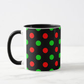 Schwarzes Rot Grün Polka Punkte Design Tasse (Links)
