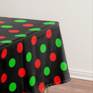 Schwarzes Rot Grün Polka Punkte Design Tischdecke