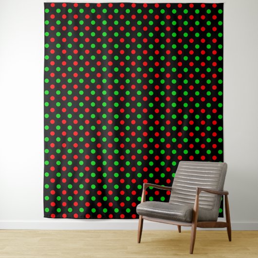 Schwarzes Rot Grün Polka Punkte Design Wandteppich (Beispiel)
