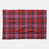 Schwarzes Rot Pink Kariertes Tartan Design  Geschirrtuch (Horizontal)