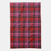 Schwarzes Rot Pink Kariertes Tartan Design  Geschirrtuch (Vertikal)