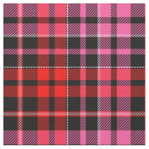 Schwarzes Rot Pink Kariertes Tartan Design  Stoff