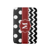 Schwarzes Rot punktiert Monogramm-Badematte Badematte (Vorderseite Vertikal)