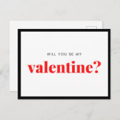 Schwarzes Rot wirst du mein Valentine sein Postkarte (Vorne/Hinten)