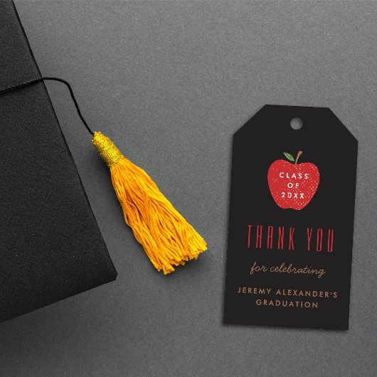 Schwarzes rotes Apfel-Abschlussfeier-Geschenkanhän Geschenkanhänger