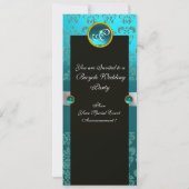 SCHWARZES, ROTES BLAU BICYCLE WEDD DAMASK MONOGRAM EINLADUNG (Rückseite)