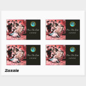 SCHWARZES, ROTES BLAU BICYCLE WEDD DAMASK MONOGRAM RECHTECKIGER AUFKLEBER (Blatt)