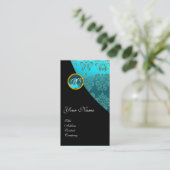 SCHWARZES, ROTES BLAU BICYCLE WEDD DAMASK MONOGRAM VISITENKARTE (Stehend Vorderseite)