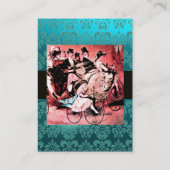 SCHWARZES, ROTES BLAU BICYCLE WEDD DAMASK MONOGRAM VISITENKARTE (Rückseite)