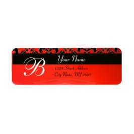SCHWARZES ROTES DAMASK-MONOGRAMM