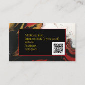 Schwarzes Rotes Gold mit Foto mit QR-Code Visitenkarte (Rückseite)