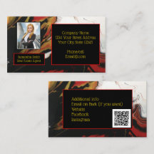 Schwarzes Rotes Gold mit Foto mit QR-Code