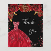 Schwarzes rotes Kleid Blumengeburtstag Vielen Dank (Vorderseite)