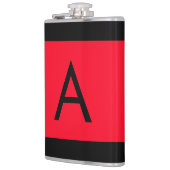 Schwarzes rotes Monogramm Anfangsbuchstabe modern Flachmann (Links)