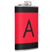Schwarzes rotes Monogramm Anfangsbuchstabe modern Flachmann (Rechts)