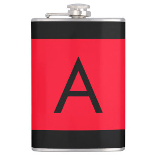 Schwarzes rotes Monogramm Anfangsbuchstabe modern  Flachmann