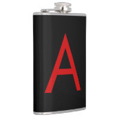 Schwarzes rotes Monogramm Anfangsbuchstabe modern  Flachmann (Rechts)