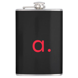 Schwarzes rotes Monogramm Anfangsbuchstabe modern Flachmann