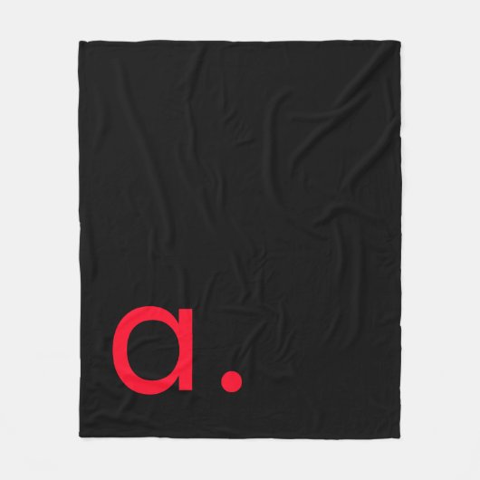 Schwarzes rotes Monogramm Anfangsbuchstabe modern Fleecedecke (Vorderseite)