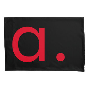 Schwarzes rotes Monogramm Anfangsbuchstabe modern Kissenbezug