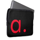 Schwarzes rotes Monogramm Anfangsbuchstabe modern Laptopschutzhülle (Vorne Rechts)