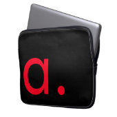 Schwarzes rotes Monogramm Anfangsbuchstabe modern Laptopschutzhülle (Vorderseite Links)