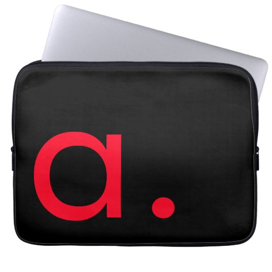Schwarzes rotes Monogramm Anfangsbuchstabe modern Laptopschutzhülle (Vorderseite)
