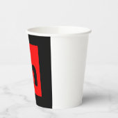 Schwarzes rotes Monogramm Anfangsbuchstabe modern  Pappbecher (Links)