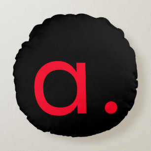 Schwarzes rotes Monogramm Anfangsbuchstabe modern Rundes Kissen