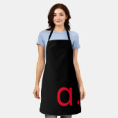 Schwarzes rotes Monogramm Anfangsbuchstabe Modern Schürze (Getragen)
