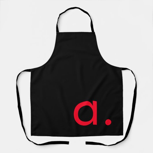 Schwarzes rotes Monogramm Anfangsbuchstabe Modern Schürze (Vorderseite)