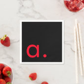 Schwarzes rotes Monogramm Anfangsbuchstabe modern Serviette (Beispiel)