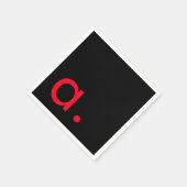 Schwarzes rotes Monogramm Anfangsbuchstabe modern Serviette (Ecke)