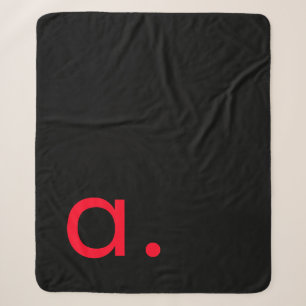 Schwarzes rotes Monogramm Anfangsbuchstabe Modern Sherpadecke