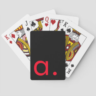 Schwarzes rotes Monogramm Anfangsbuchstabe modern Spielkarten