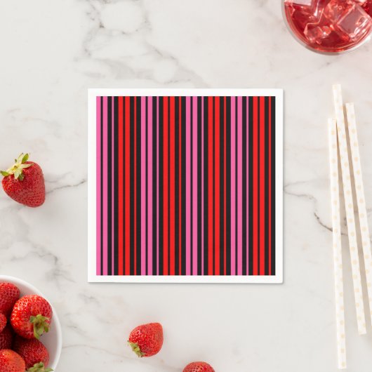 Schwarzes rotes rosa vertikales Streifendesign Kla Serviette (Beispiel)