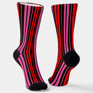 Schwarzes rotes rosa vertikales Streifendesign Kla Socken