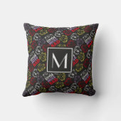 Schwarzes, Rotes und Gelbes Muster | Monogramm Kissen (Rückseite)