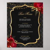 Schwarzes, rotes und goldenes Bar-Menü Poster (Vorne)