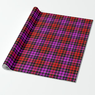 Schwarzes rotes violettes Karo-Tartan-Design  Geschenkpapier