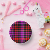 Schwarzes rotes violettes Karo-Tartan-Design Pappteller (Party)