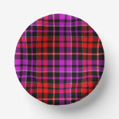 Schwarzes rotes violettes Karo-Tartan-Design Pappteller (Vorderseite)