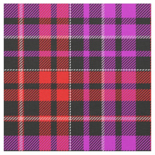 Schwarzes rotes violettes Karo-Tartan-Design  Stoff (Nahaufnahme)