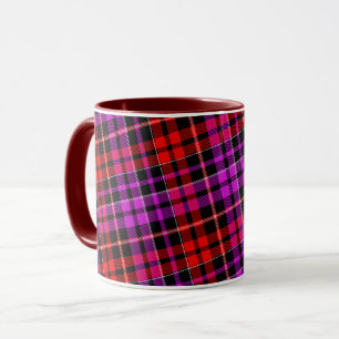 Schwarzes rotes violettes Karo-Tartan-Design  Tasse