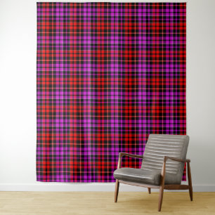 Schwarzes rotes violettes Karo-Tartan-Design Wandteppich